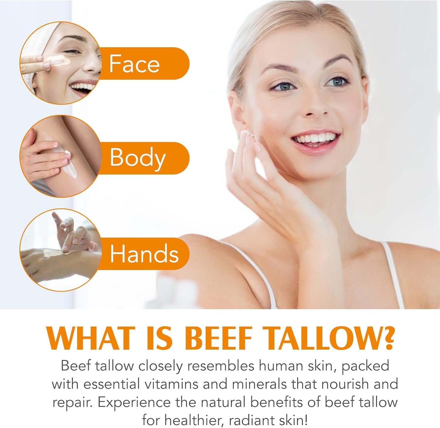 Beef Tallow for Skin,Meifenla Tallow and Honey Cream Natural Tallow Face Moisturizer, Organic Hydrating Beef Tallow Balm Deeply Moisturizing for Face & Body Skin Care - Image 6