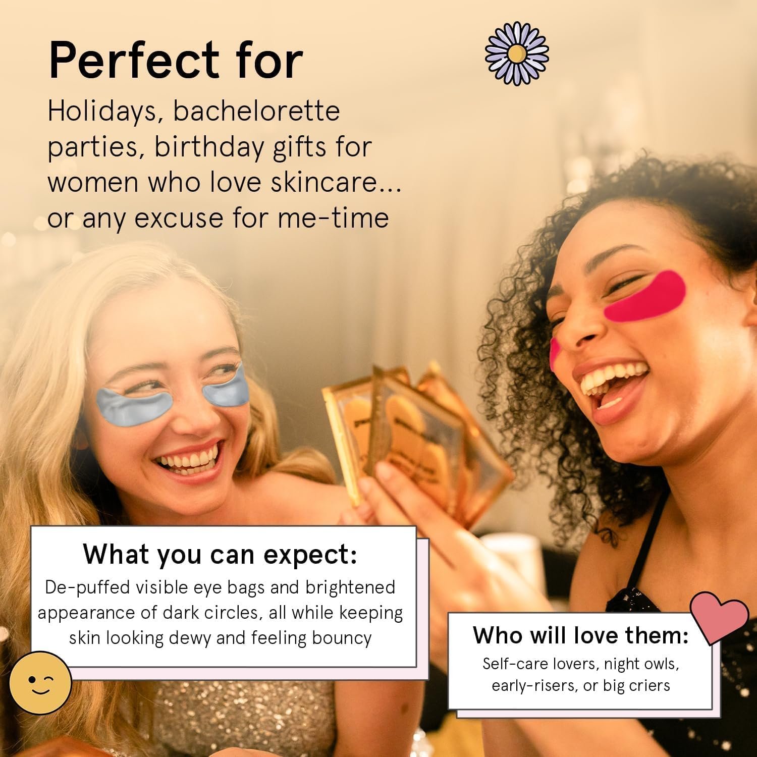 grace & stella Trio Under Eye Gel Patches Birthday Gifts for Women (12 Pairs, 3 Colours) - Pamper Gifts for Women - Gifts for Her for Dark Circles & Puffy Eyes - Vegan & Cruelty Free Gifts for Mum - Image 3