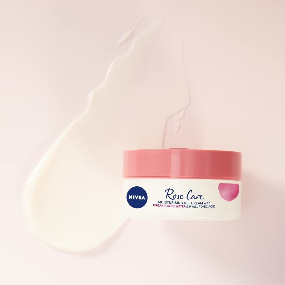 NIVEA Soft Rose 24h Day Cream (50 ml), Face Care with Rose Water and Hyaluron, Light Gel Face Cream for Smooth Delicate Skin, Moisturising Cream - Image 4