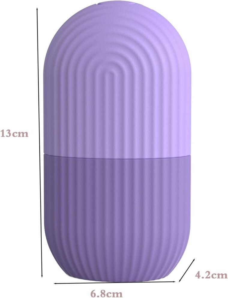 Joyeee Ice Face Roller, Reusable Silicone Mold Face Massage Eye Facial Beauty Skin Care Tools Apply Ice for Shrink Pores Anti Wrinkle Reduce Puffiness Improve Skin Elasticity, Striped, Purple - Image 2