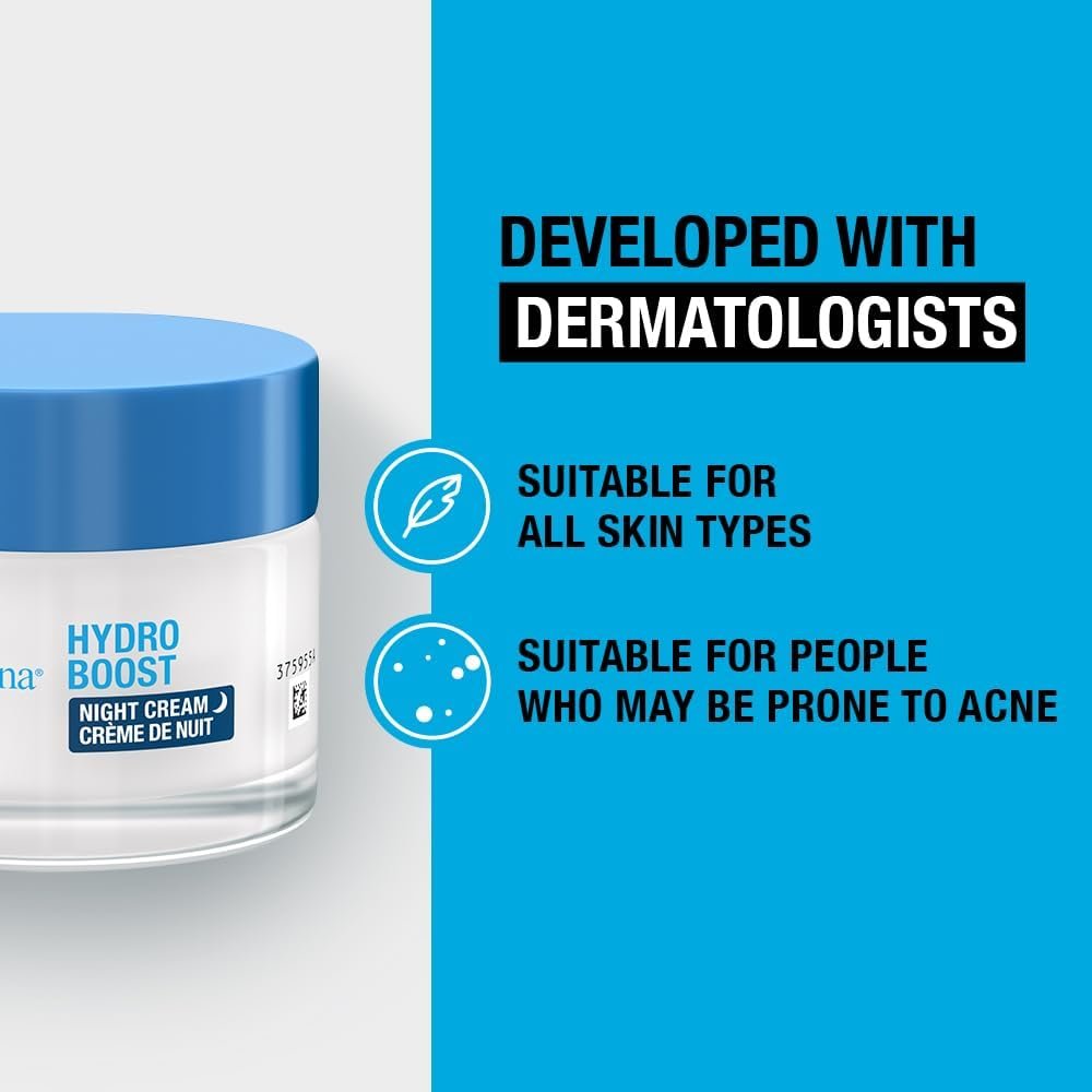 Neutrogena Hydro Boost Night Face Cream (1x 50ml), Night Cream With Hyaluronic Acid for Advanced Hydration for 72 Hours, Suitable for Dry Skin - Image 7