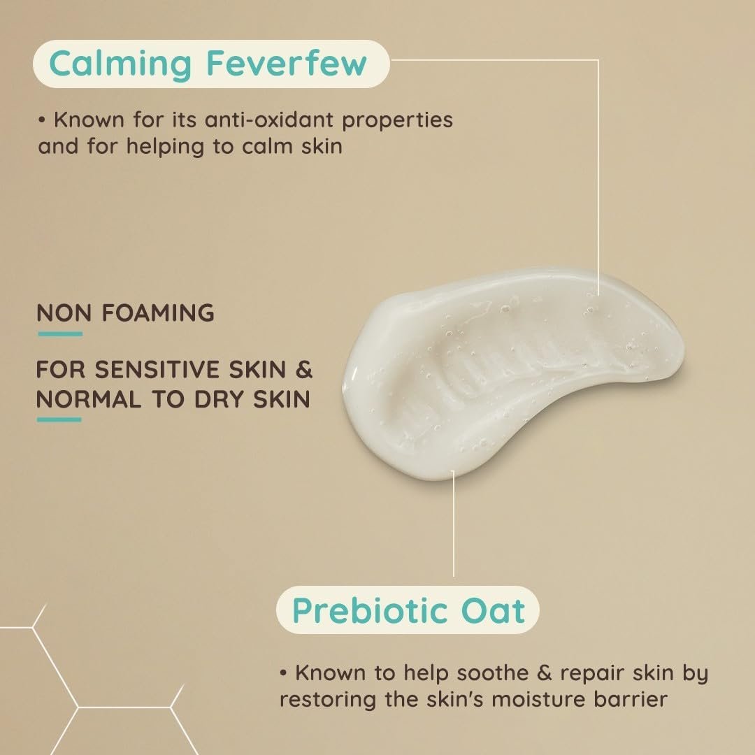 Aveeno Face Calm+Restore Nourishing Oat Cleanser (1x 200ml), Non-Foaming Face Care, Gentle Cleanser with Prebiotic Oat and Calming Feverfew, Helps Preserve Skin's Barrier - Image 6