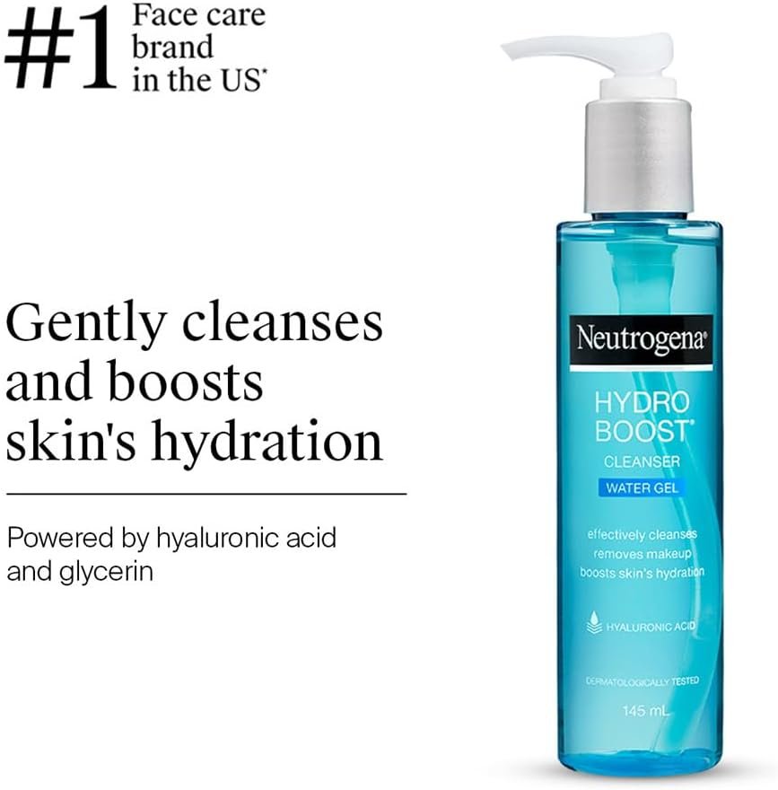 Neutrogena Hydro Boost Water Gel Facial Cleanser, with Hyaluronic Acid for Dry or Dehydrated Skin 200ml - Image 2