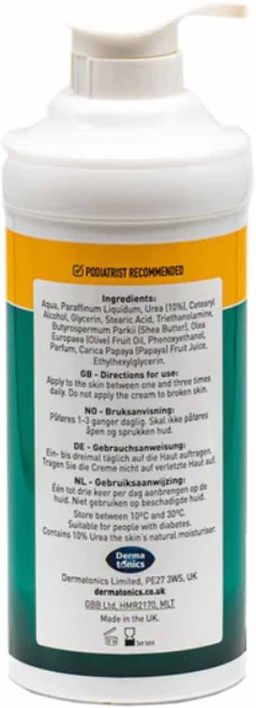 Dermatonics Natural Care Dry Skin Cream -Enriched with 10% Urea, Olive and Papaya Extracts, Long-lasting Hydration and a Gentle Scent for Smooth, Supple Skin,Vegan-friendly, 500 ml - Image 3