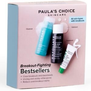 Paula's Choice Breakout Fighting Bestsellers - Facial Cleansing, Exfoliating & Treatment - Reduce Blemishes, Enlarged Pores & Blackheads - with Salicylic & Azelaic Acid - All Skin Types - Travel Size