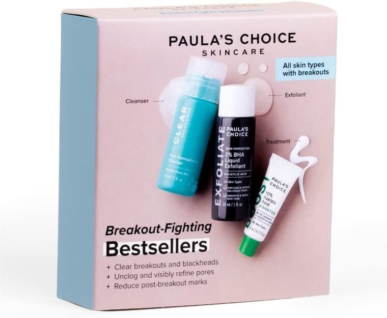 Paula's Choice Breakout Fighting Bestsellers - Facial Cleansing, Exfoliating & Treatment - Reduce Blemishes, Enlarged Pores & Blackheads - with Salicylic & Azelaic Acid - All Skin Types - Travel Size