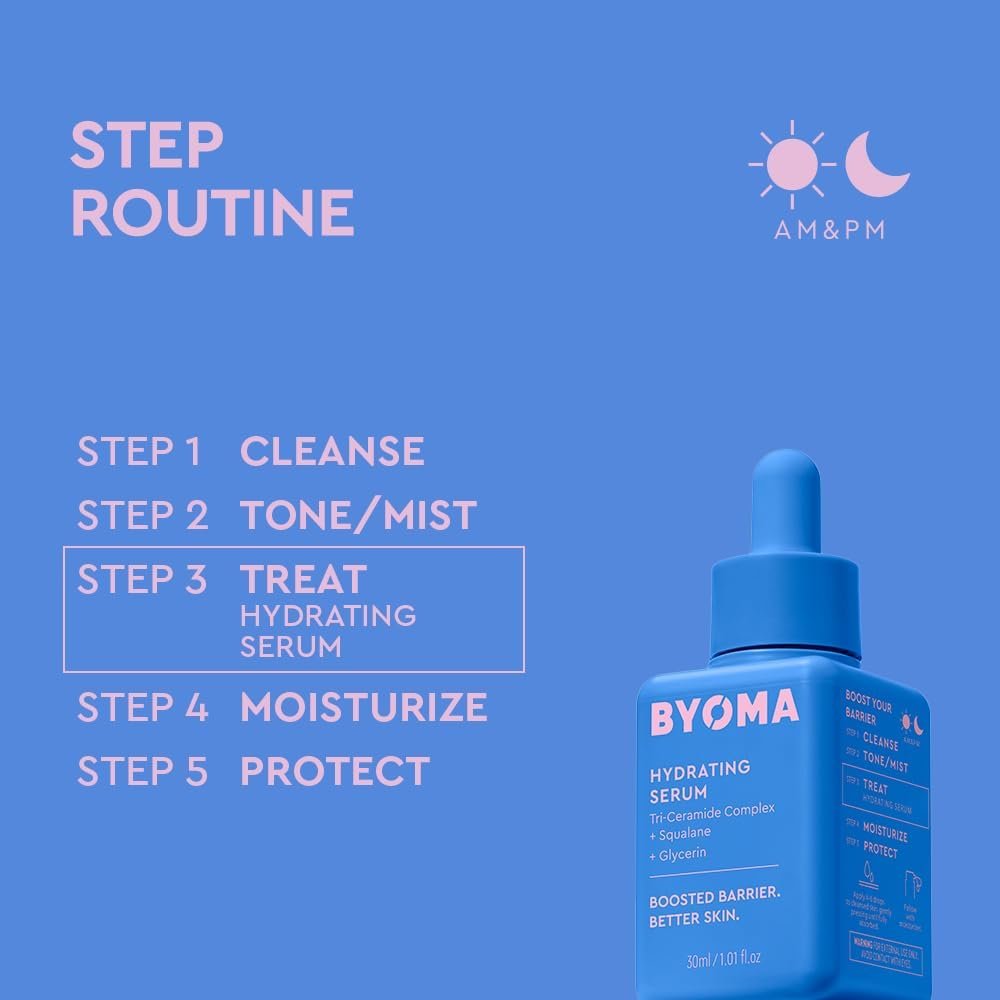 BYOMA Hydrating Serum (30ml) Moisturising Face Serum with Squalane and Ceramides for Glowing, Dewy Skin - Deep Hydration and Barrier Support - Image 5