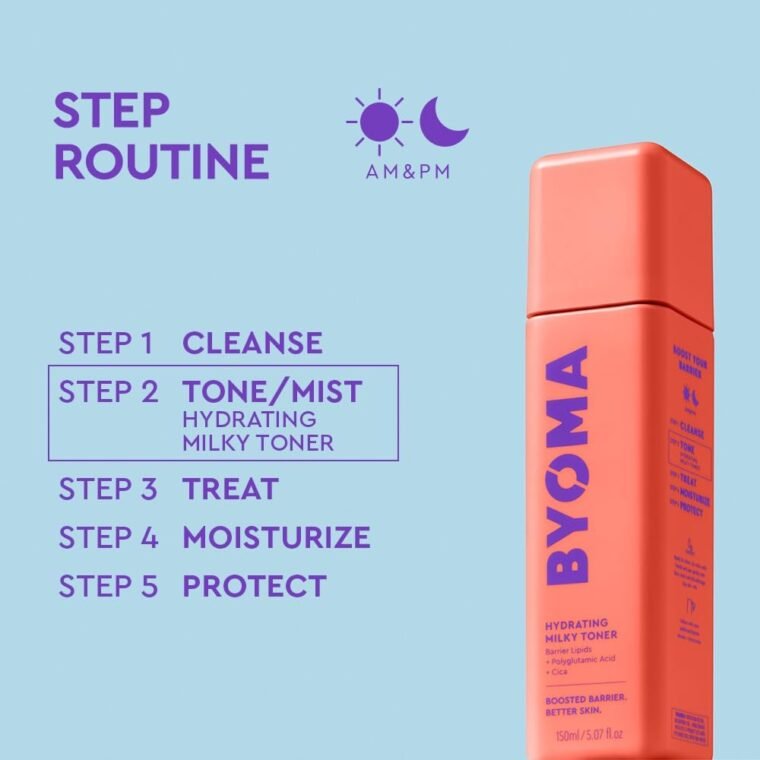 BYOMA Hydrating Milky Toner (150ml) for Dry Skin, Ultra Hydrating Toner for Face - Soothes Skin, Locks in Moisture, Reduces Redness - Barrier Repair, Vegan - Image 5