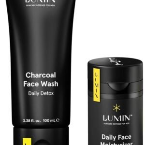 Lumin - Dynamic Duo - Skin Care kit for Men - Includes: Charcoal Face Wash Daily Detox & Daily Face Moisturiser,Suitable for all skin types, Daily Use, Two Month Supply