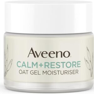 Aveeno Face Calm+Restore Oat Gel Moisturiser (1x 50ml), Face Moisturiser to Instantly Soothe and Replenish the Skin's Moisture Barrier, Intensely Nourishing Day Cream, Tested on Sensitive Skin
