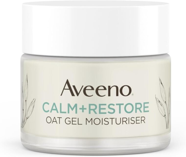 Aveeno Face Calm+Restore Oat Gel Moisturiser (1x 50ml), Face Moisturiser to Instantly Soothe and Replenish the Skin's Moisture Barrier, Intensely Nourishing Day Cream, Tested on Sensitive Skin