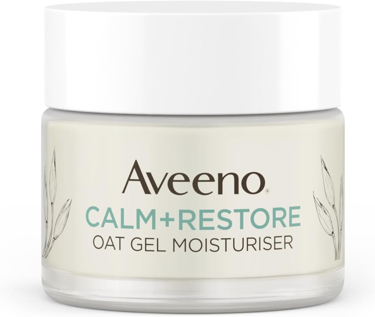 Aveeno Face Calm+Restore Oat Gel Moisturiser (1x 50ml), Face Moisturiser to Instantly Soothe and Replenish the Skin's Moisture Barrier, Intensely Nourishing Day Cream, Tested on Sensitive Skin