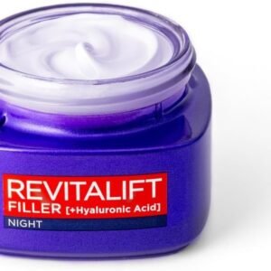 L’Oréal Paris Revitalift Filler Replumping Anti-Ageing Night Cream, Smooth Wrinkles, Moisturise, and Replumps Skin with Micro and Micro-Epidermic Hyaluronic Acid, 50ml