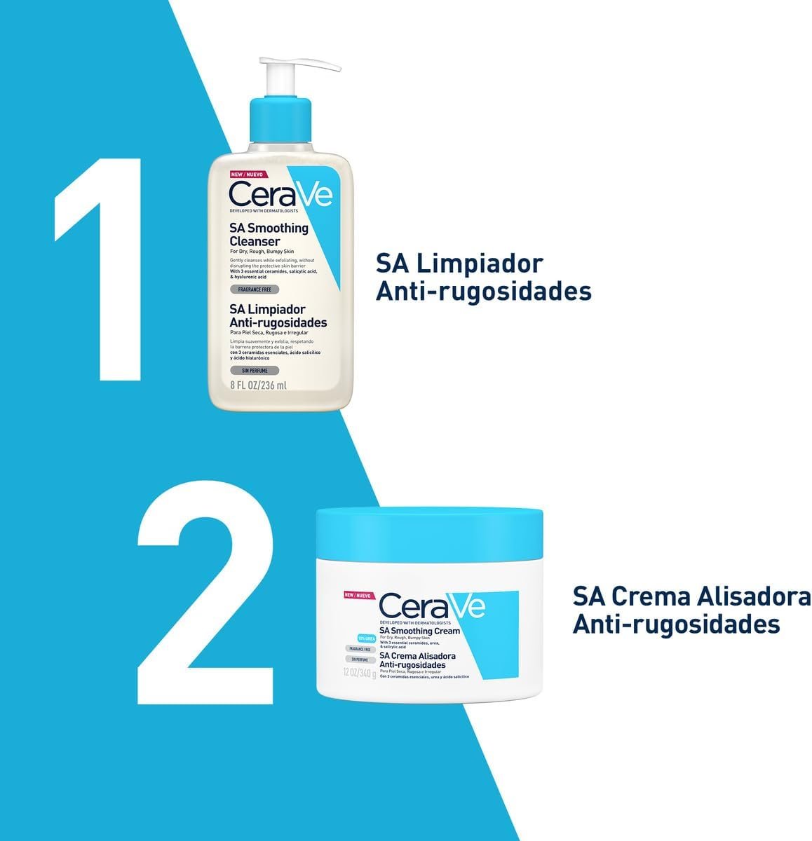 CeraVe SA Smoothing Cleanser with Salicylic Acid for Dry, Rough & Bumpy Skin 236ml - Image 7