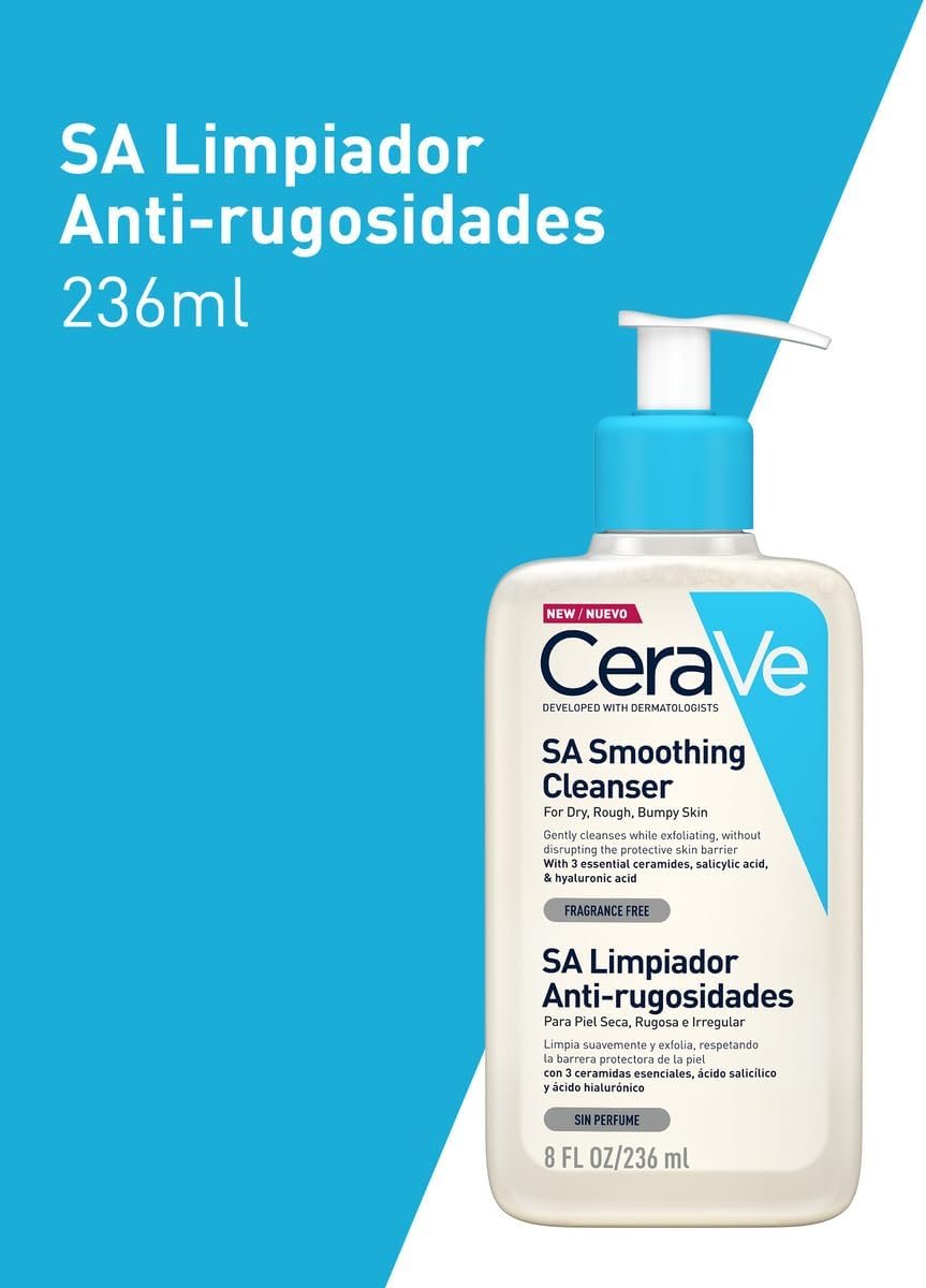 CeraVe SA Smoothing Cleanser with Salicylic Acid for Dry, Rough & Bumpy Skin 236ml - Image 3