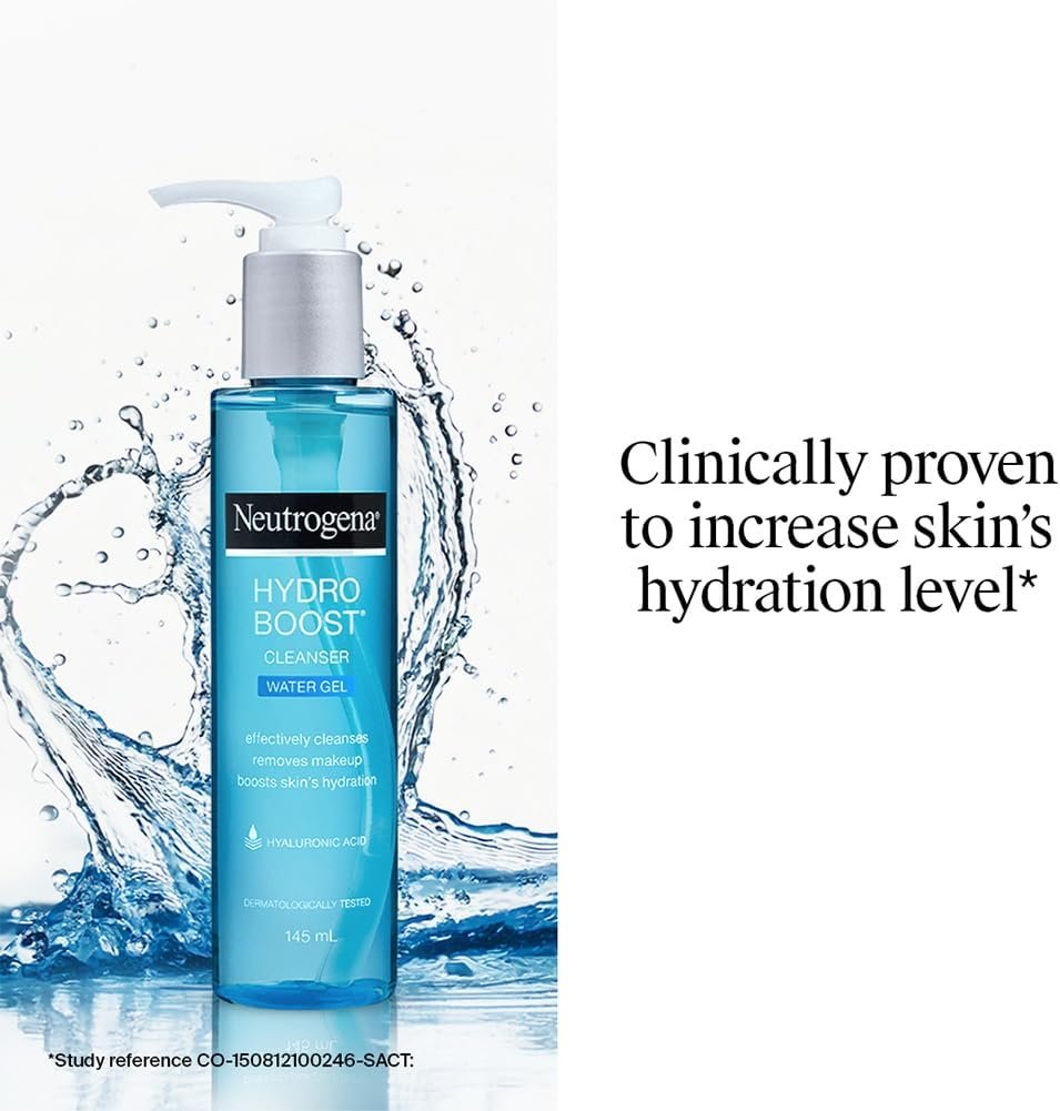 Neutrogena Hydro Boost Water Gel Facial Cleanser, with Hyaluronic Acid for Dry or Dehydrated Skin 200ml - Image 6