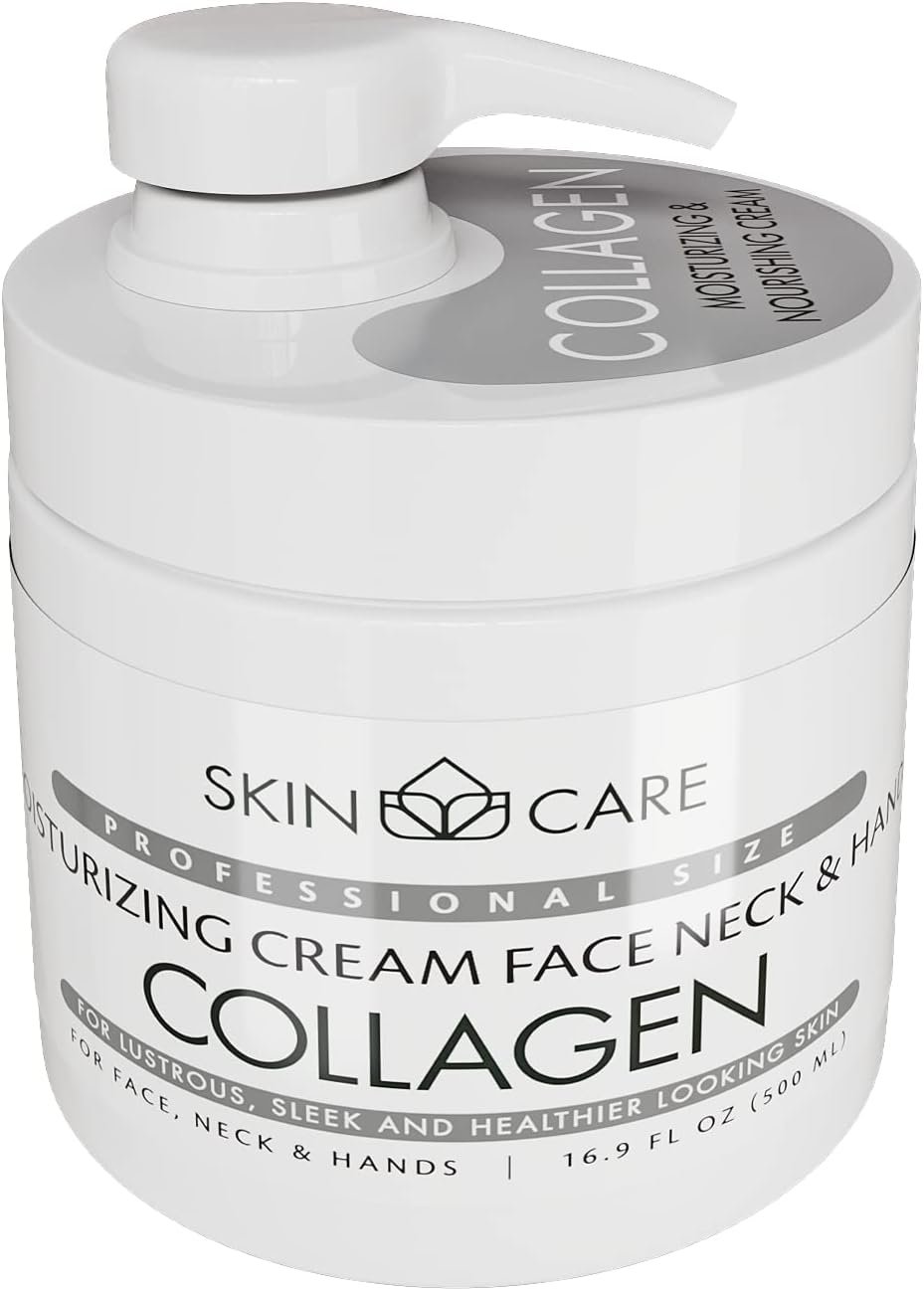 Skin Care Collagen 3-in-1 Moisturizer Face, Neck & Décolleté Cream - Treatment for Crepey Skin, Wrinkles and Sagging - Daily Lotion for All Skin Types (500ml)