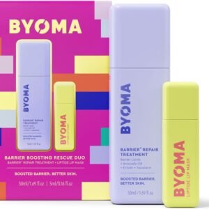 BYOMA Barrier Boosting Rescue Duo (50ml) Limited Edition Gift Set - Barrier with Repair Treatment and Lip Mask for Dry and Sensitive Skin, Alcohol Free, Vegan and Cruelty Free