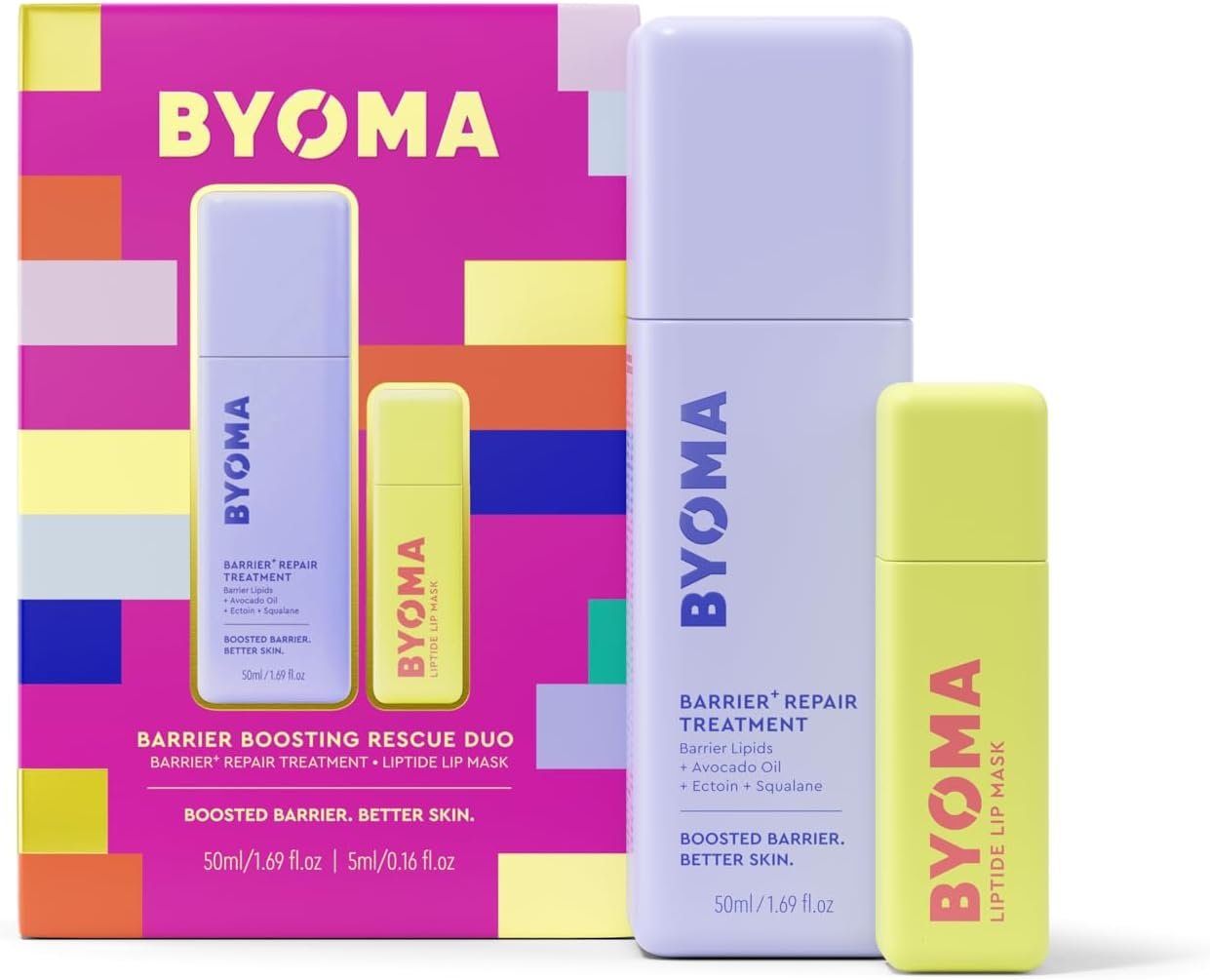 BYOMA Barrier Boosting Rescue Duo (50ml) Limited Edition Gift Set - Barrier with Repair Treatment and Lip Mask for Dry and Sensitive Skin, Alcohol Free, Vegan and Cruelty Free