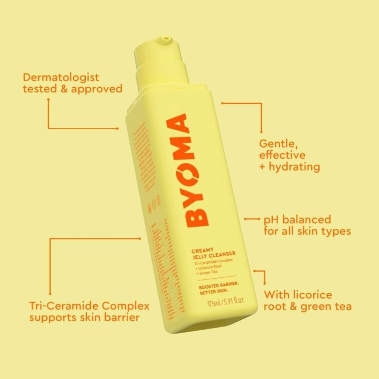 BYOMA Travel Size Creamy Jelly Cleanser (60ml) Hydrating Facial Cleanser for Skin Barrier Repair -Tri-Ceramide Face Wash for All Skin Types - Gently Removes Makeup and Excess Oil - Image 3