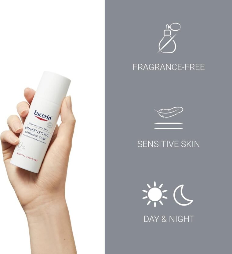Eucerin UltraSensitive Soothing Care Day Cream (Normal to Combination Skin) 50ml, Face Cream for Sensitive and Hypersensitive Skin, Irritation Relief Face Moisturiser, Fragrance-Free - Image 3