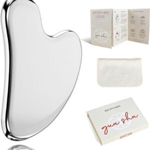 Rena Chris Gua Sha Facial Tool, Stainless Steel Gua Sha Board for SPA Acupuncture, Metal Gua Sha for Body Face Neck and Eye, Skin Care Gift for Woman
