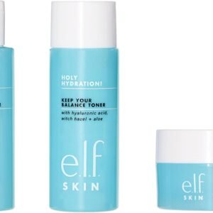 e.l.f. SKIN Holy Hydration! The Essentials Mini Kit, Cleanser, Toner & Moisturiser For Hydrated & Balanced Skin.