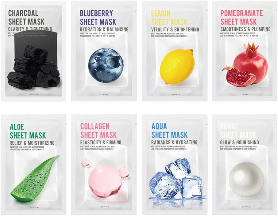 EUNYUL [PACK OF 8] Purity Sheet Mask Pack 8 Types Korean Skincare Facial Mask Pack