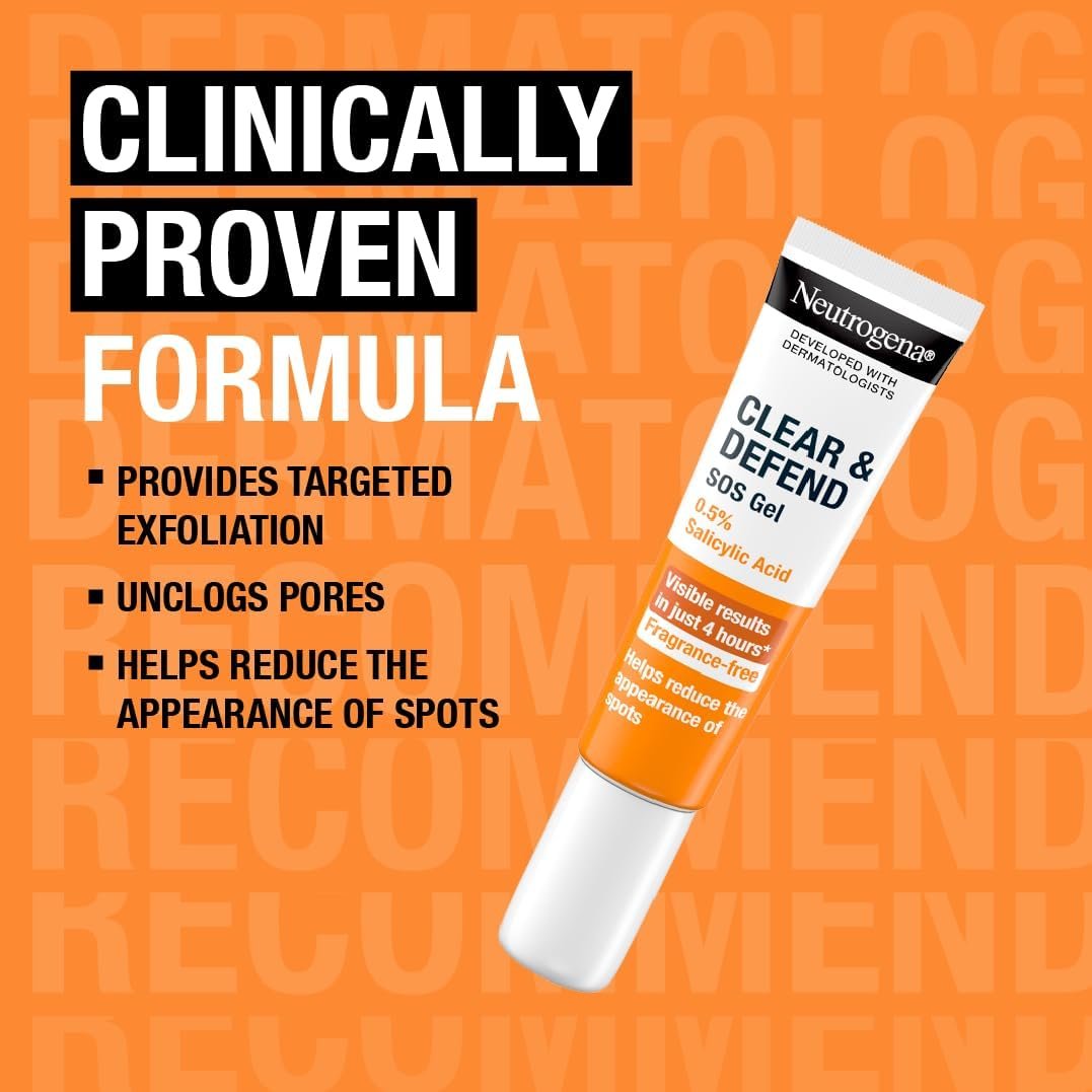 Neutrogena Clear and Defend SOS Gel (15ml), Oil-Free Face Gel for Spot-Prone Skin, with Purifying 0.5% Salicylic Acid to Help Reduce the Appearance of Spots - Image 4