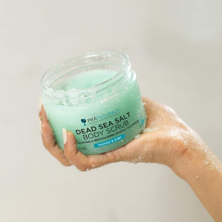 PraNaturals Dead Sea Salt Body Scrub 500G – Hydrating & Moisturising, Natural Oils & Minerals, Exfoliating, Softening & Nourishing, All Skin Types, No Parabens, Vegan & Cruelty Free (Mango & Kiwi) - Image 5