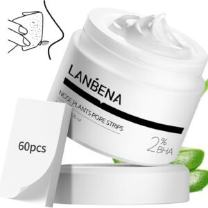LANBENA Blackhead Mask (30g), 60 Pieces Nose Pore Strips, Note: Cream Goes Dry out/Gunk below 25 Degrees, Place Bottle in Boiling Water to Soften