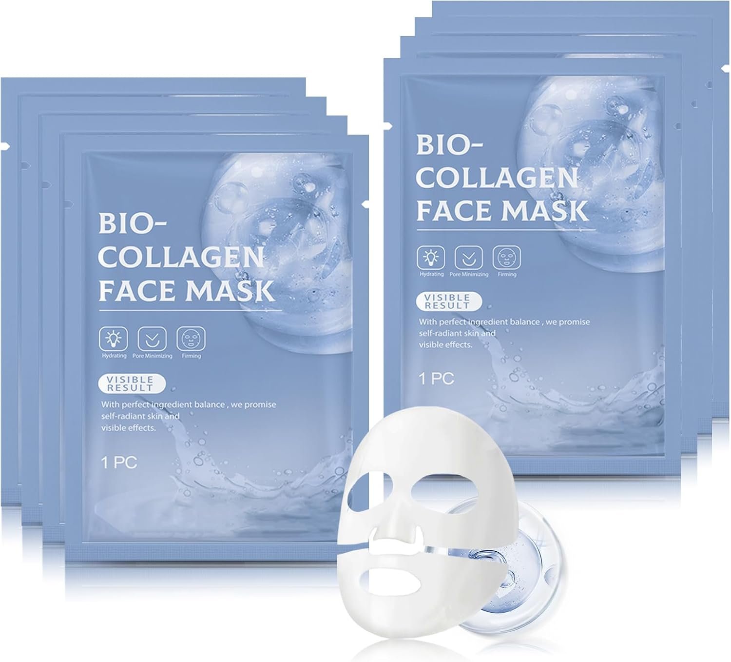 Collagen Face Mask, Collagen Deep Mask, Overnight Face Mask- Collagen Mask Hydrating Face Mask Sheet Mask - Face Masks Skincare Face Pack Anti Aging Face Mask Set (8)