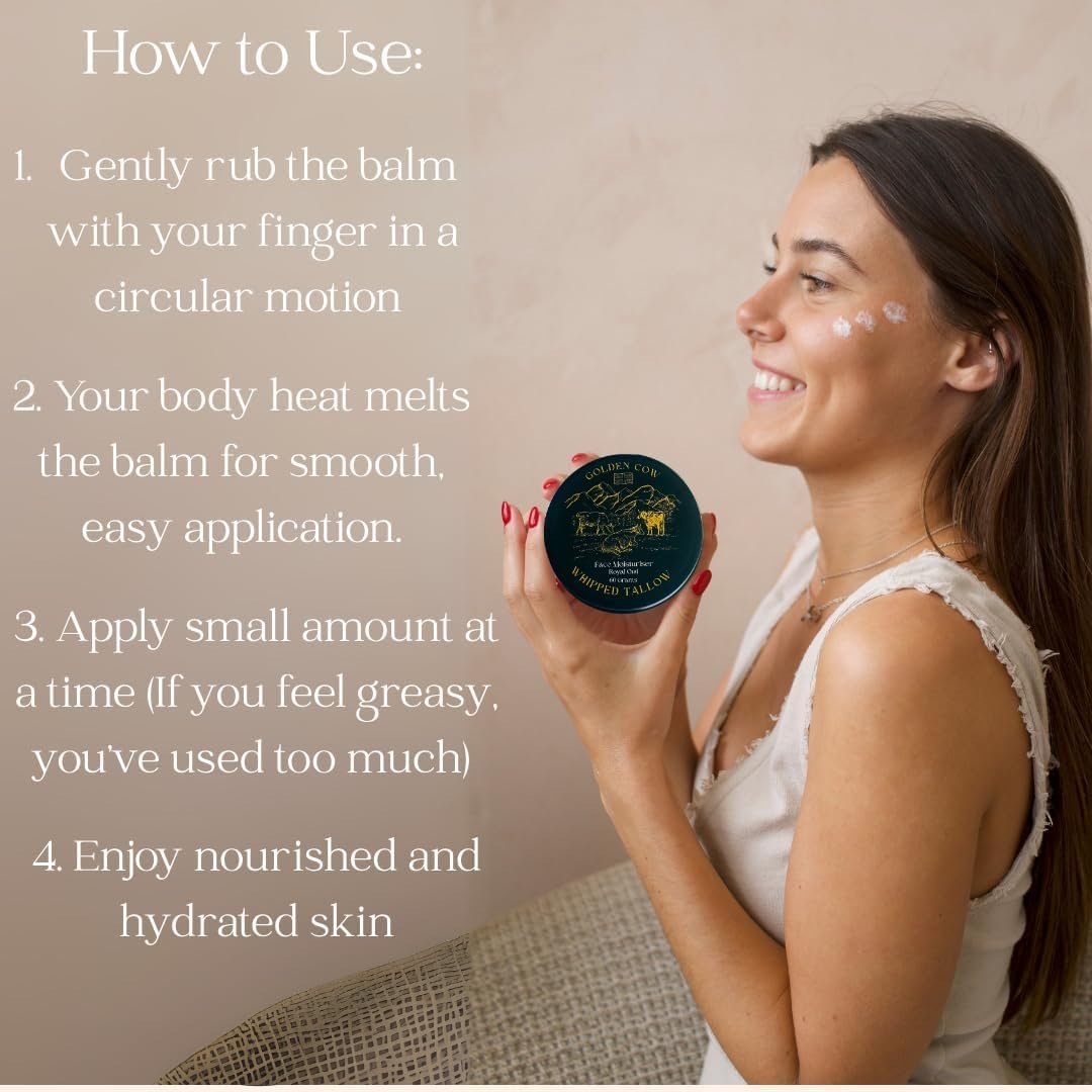 Beef Tallow Whipped Balm – Grass Fed Beef Tallow Face Cream & Moisturiser - Oud Scented 60g Golden Cow Hydrating Whipped Balm for Dry Skin - Natural Skin care for Face & Body by Forticare - Image 6