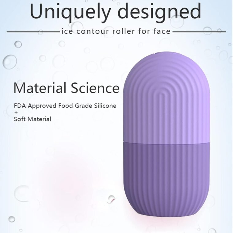 Joyeee Ice Face Roller, Reusable Silicone Mold Face Massage Eye Facial Beauty Skin Care Tools Apply Ice for Shrink Pores Anti Wrinkle Reduce Puffiness Improve Skin Elasticity, Striped, Purple - Image 5