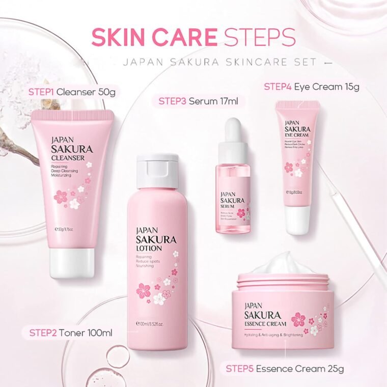 Skincare Set Skin Care for Teenage Girls Gift Set-Cleanser,Toner,Serum,Eye,Essence Serum- Facial Care Sets&Kits for Pores,Blackheads,Exfoliate,Skin Essentials Travel Kit All Skin Types (5PCS) - Image 4