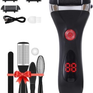 Jooayou Foot File Electric for Hard Skin, USB Rechargeable Waterproof Foot Scrub Callus Remover [with 3 Pumice Stone Rollers & 8 in 1 Foot Scraper Set] Foot Care Tool for Dry Dead Cracked Heel