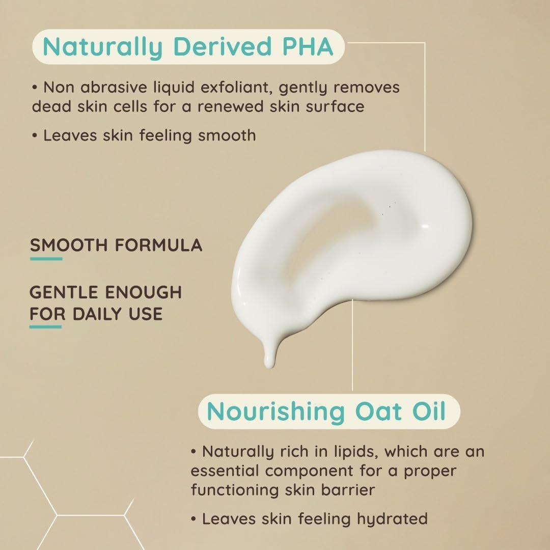 Aveeno Face Calm+Restore Gentle PHA Exfoliating Cleanser (1x 150ml), With Oat Oil and Naturally Derived PHA, Face Cleanser for Sensitive Skin, Exfoliator Gentle Enough for Daily Use - Image 7