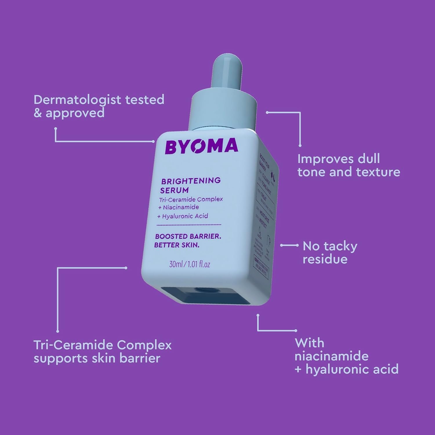 BYOMA Brightening Serum (30ml) Brightening and Hydrating Face Serum with Hyaluronic Acid, Niacinamide and Ceramides - For Glowing and Radiant Skin - Image 4