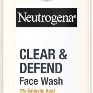 Neutrogena Clear & Defend Face Wash (1x 200ml), Oil-Free Facial Cleanser for Spot-Prone Skin, Facial Wash with Purifying 2% Salicylic Acid to Help Prevent Breakouts for Smoother, Clearer Skin