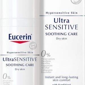 Eucerin UltraSensitive Soothing Care Day Cream (Dry Skin) 50ml, Face Cream for Sensitive and Hypersensitive Skin, Irritation Relief Face Moisturiser, Fragrance-Free