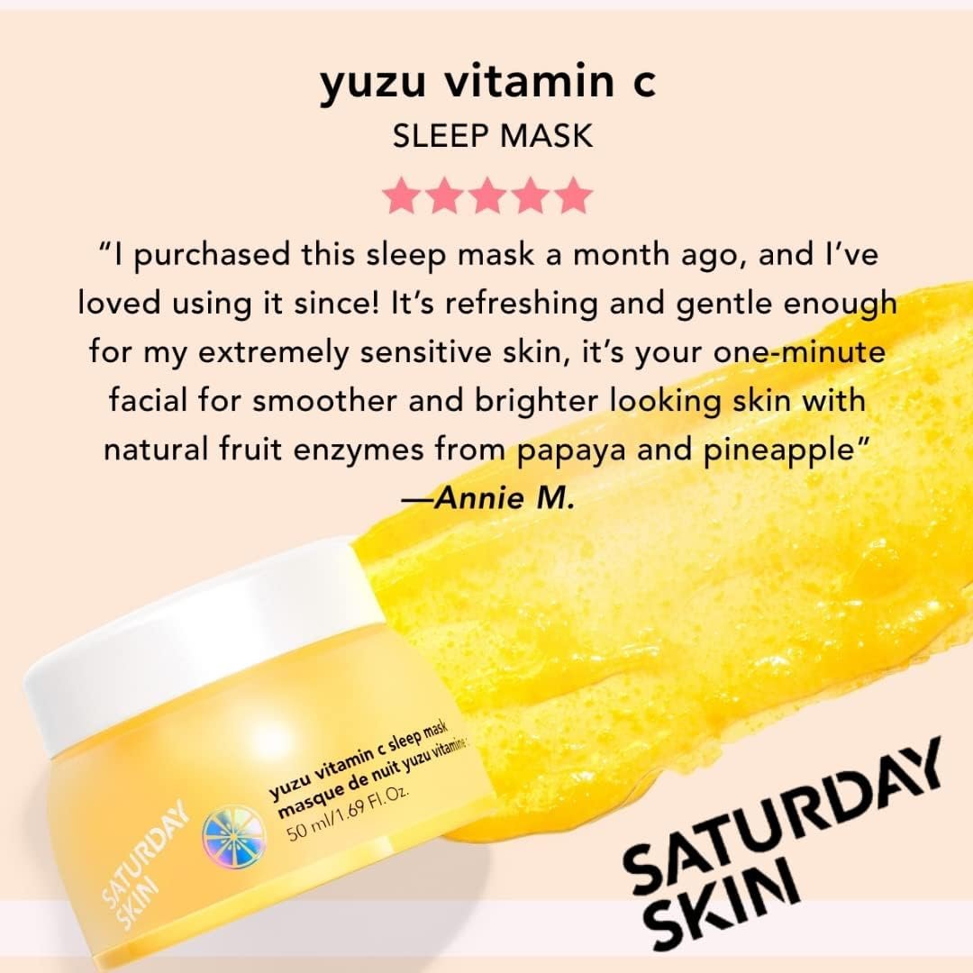 Saturday Skin Yuzu Vitamin C Sleep Overnight Face Mask Skin Care Retinol Niacinamide Face Moisturizer Brightening Sleeping Mask, Korean Skin Care, Vegan Smooth Skin and Reduce Wrinkles - Image 5