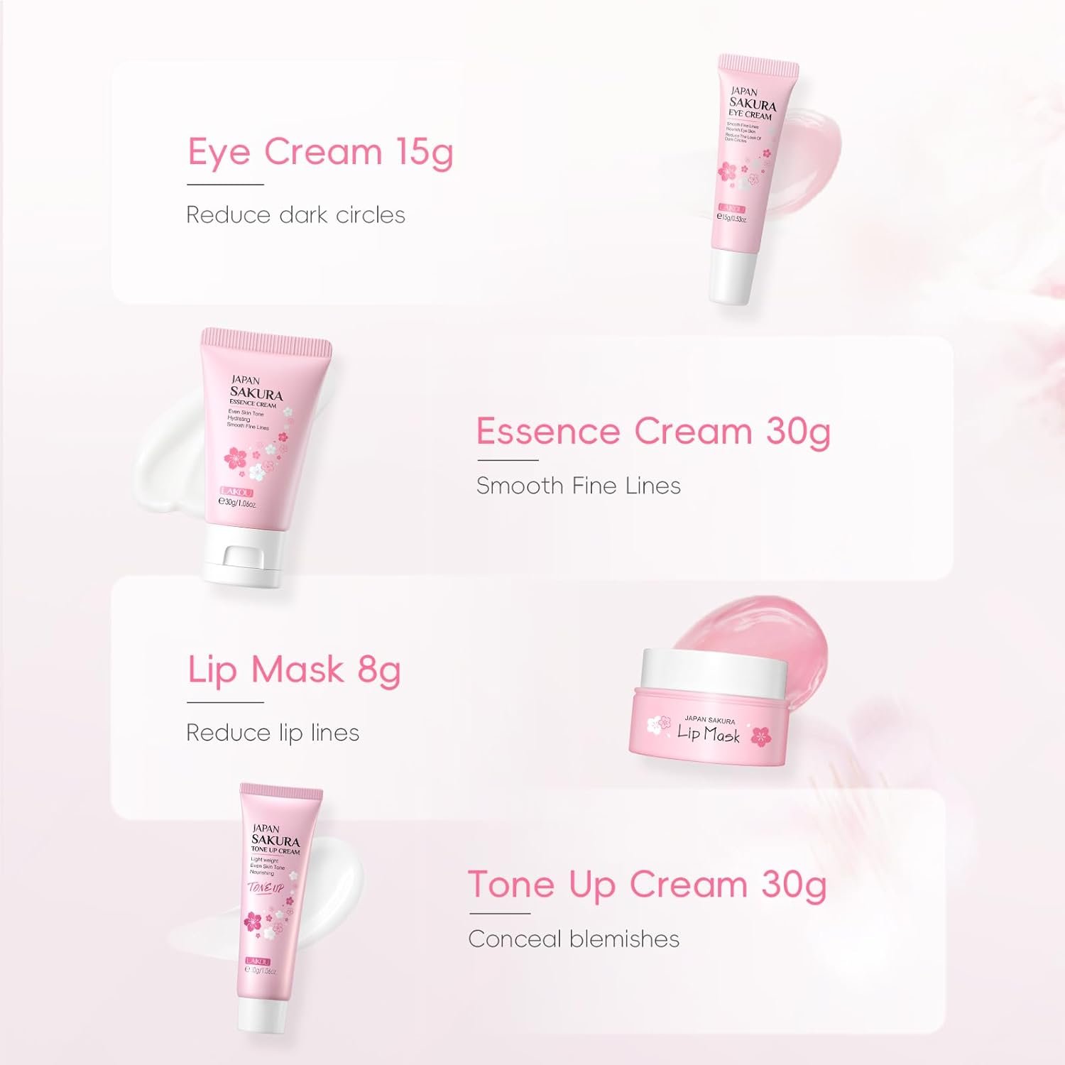 LAIKOU Sakura Skincare Set for Teen Girls, Complete 34PCS Face Care Kit, Christmas Pamper Gift Set for Women & Teenage Girls, Hydrating & Nourishing Travel-Friendly Daily Facial Skincare Routine - Image 9