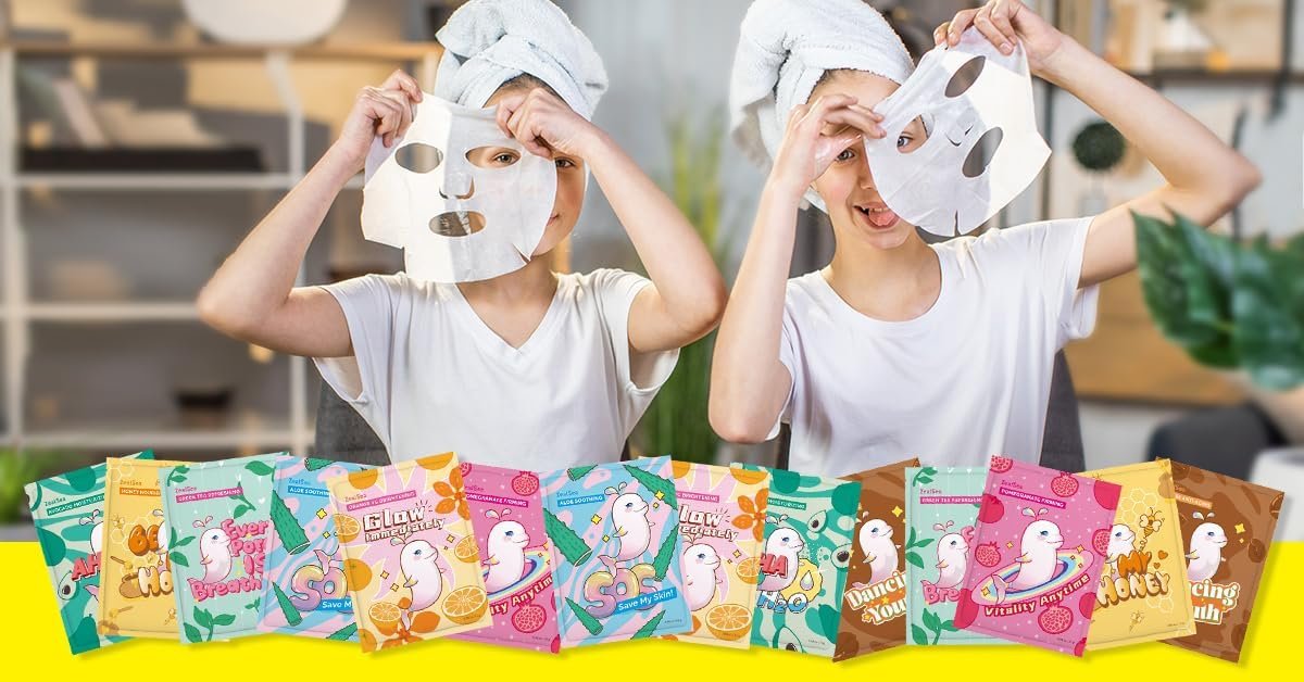 Face Masks Skincare, Face Mask Beauty, Hydrating Facial Masks, Zealsea Natural Sheet Mask, Pamper Gifts for Women, Party Birthday Gifts for Teenage Girls Kids, Biodegradable Sheets, Moisturizing 7pcs - Image 9