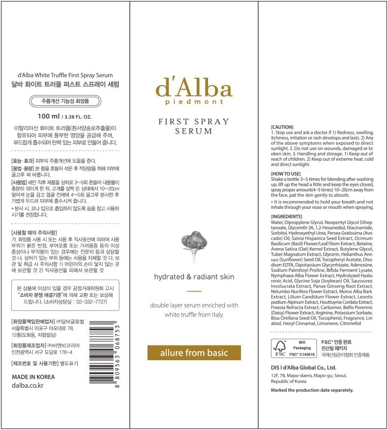 d'alba Italian White Truffle First Spray Serum, Vegan Skincare, Hydrating Facial Mist for Dry and Sensitive Skin, Glow Mist, Surfactant Free, Multifunctional Spray - Image 8