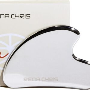 Rena Chris 100% Metal Gua Sha Stone, Face Guasha Tool for Jawline Sculpting and Puffiness Reducing, Gua Sha Massage Tool Suitable for Daily Skin Care Routine (Stainless Steel)