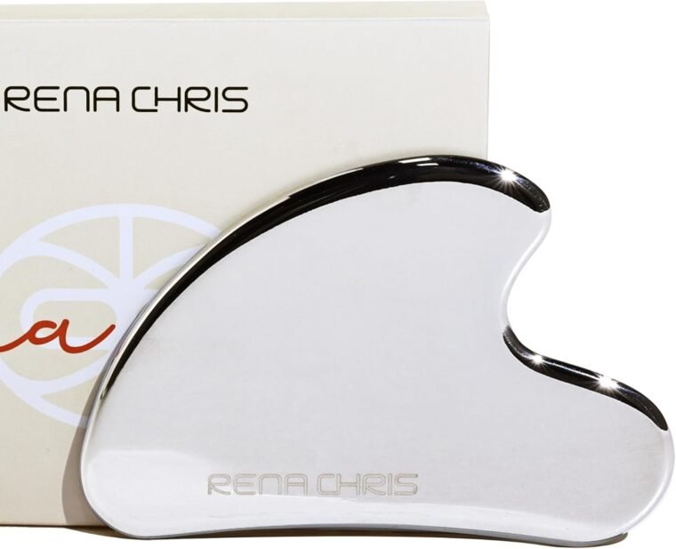 Rena Chris 100% Metal Gua Sha Stone, Face Guasha Tool for Jawline Sculpting and Puffiness Reducing, Gua Sha Massage Tool Suitable for Daily Skin Care Routine (Stainless Steel)