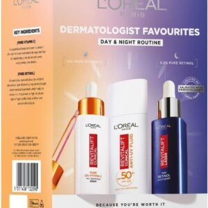 L'Oréal Paris Dermatologist Favourites Gift Set with Vitamin C and Retinol, Your Complete Day & Night Routine