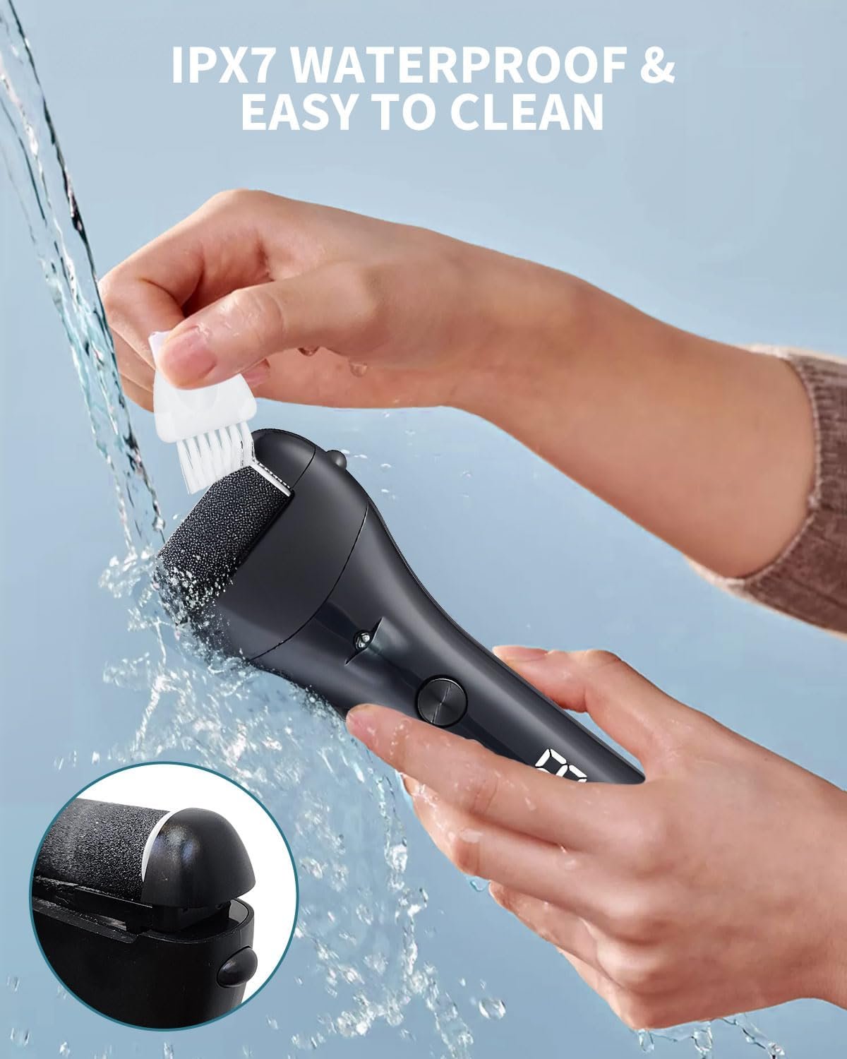 15 in 1 Electric Foot File for Hard Skin, Rechargeable Foot Callus Remover with 3 Roller Heads, LED Display & 3 Speed, Foot Care Kit with Storage Bag for Dry Dead Skin Cracked Heels Calluses - Image 7