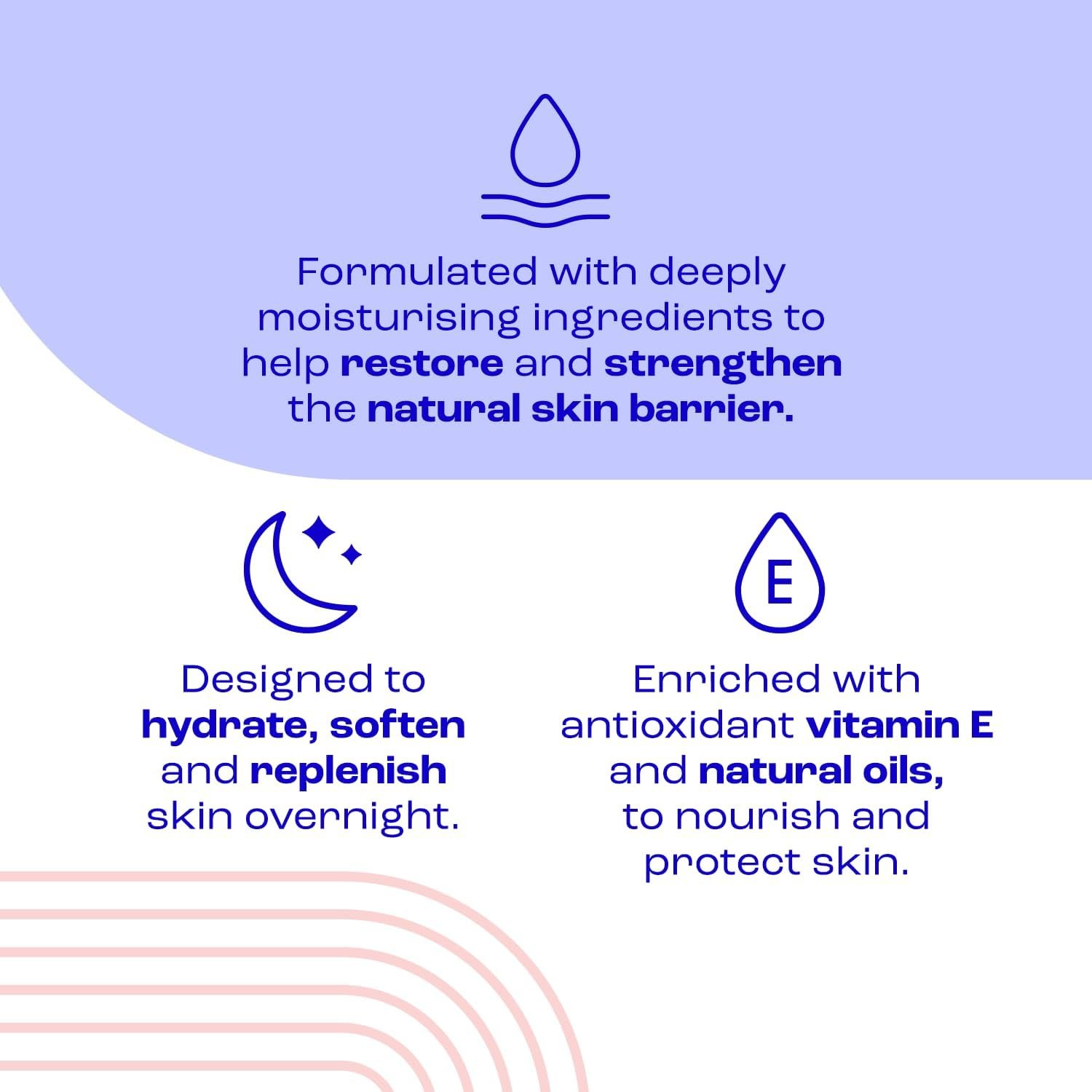 E45 Face Night Cream - Nourishing Night Moisturiser to Restore Skin Barrier – For Sensitive Skin & Eczema Prone Skin - Regenerative & Firming Night Cream - Perfume Free - Dermatologist Approved - 50ml - Image 3
