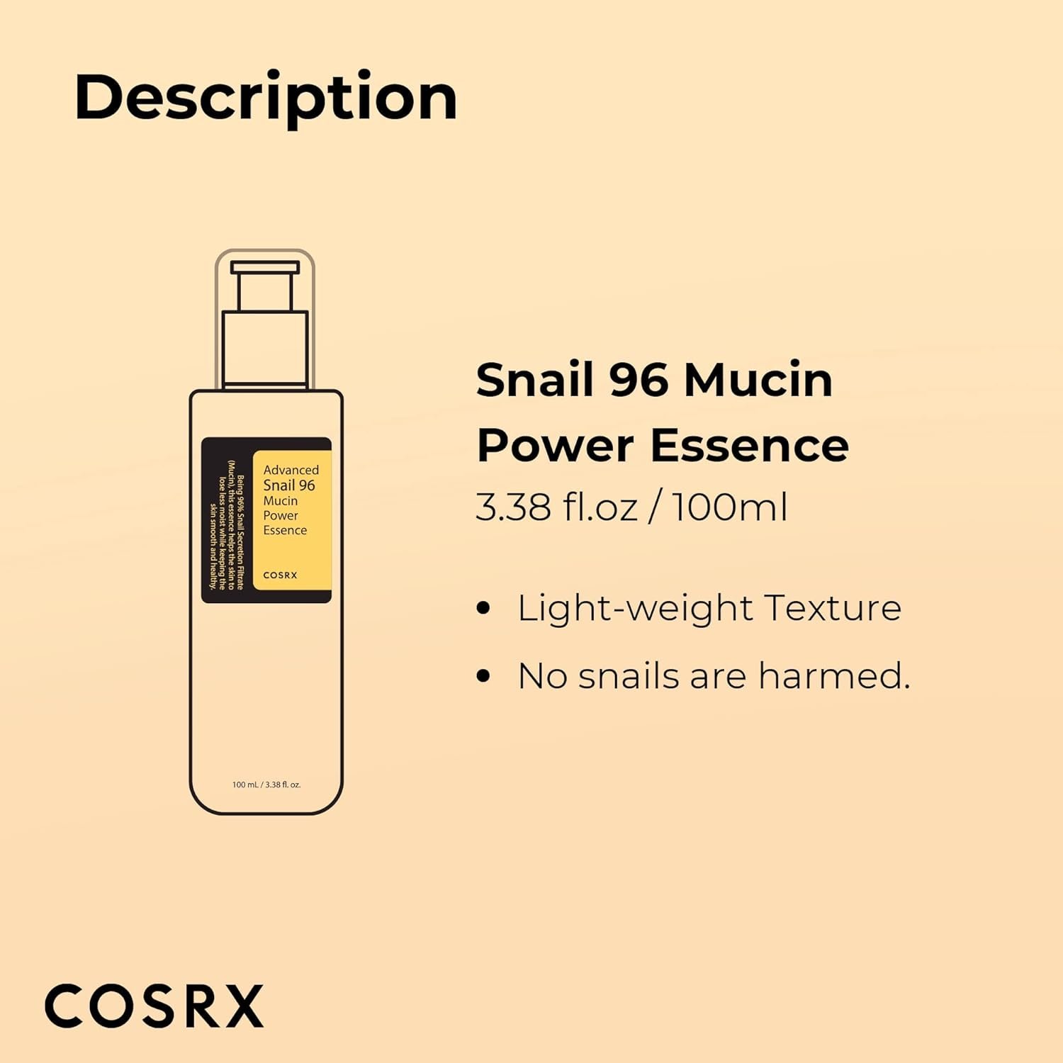 COSRX Advanced Snail 96 Mucin Power Essence 100ml, Skin Repair & Hydrating Serum, Snail Secretion Filtrate 96% & Hyaluronic acid, Korean Skincare, Animal testing free - Image 6